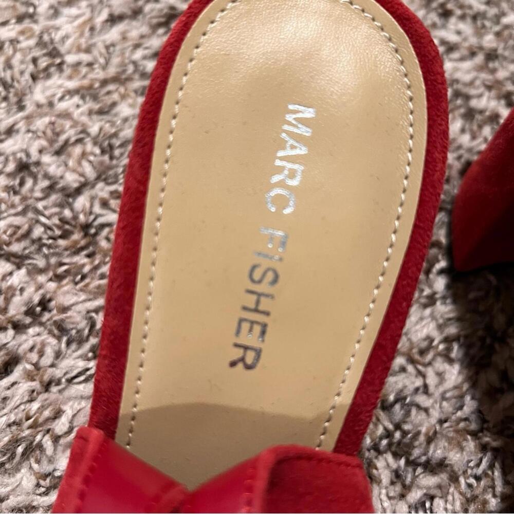 Marc Fisher Red Suede Women's Slingback Heels - Picture 2 of 4